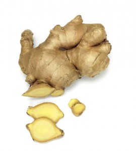 Fresh ginger root with slice, close-up